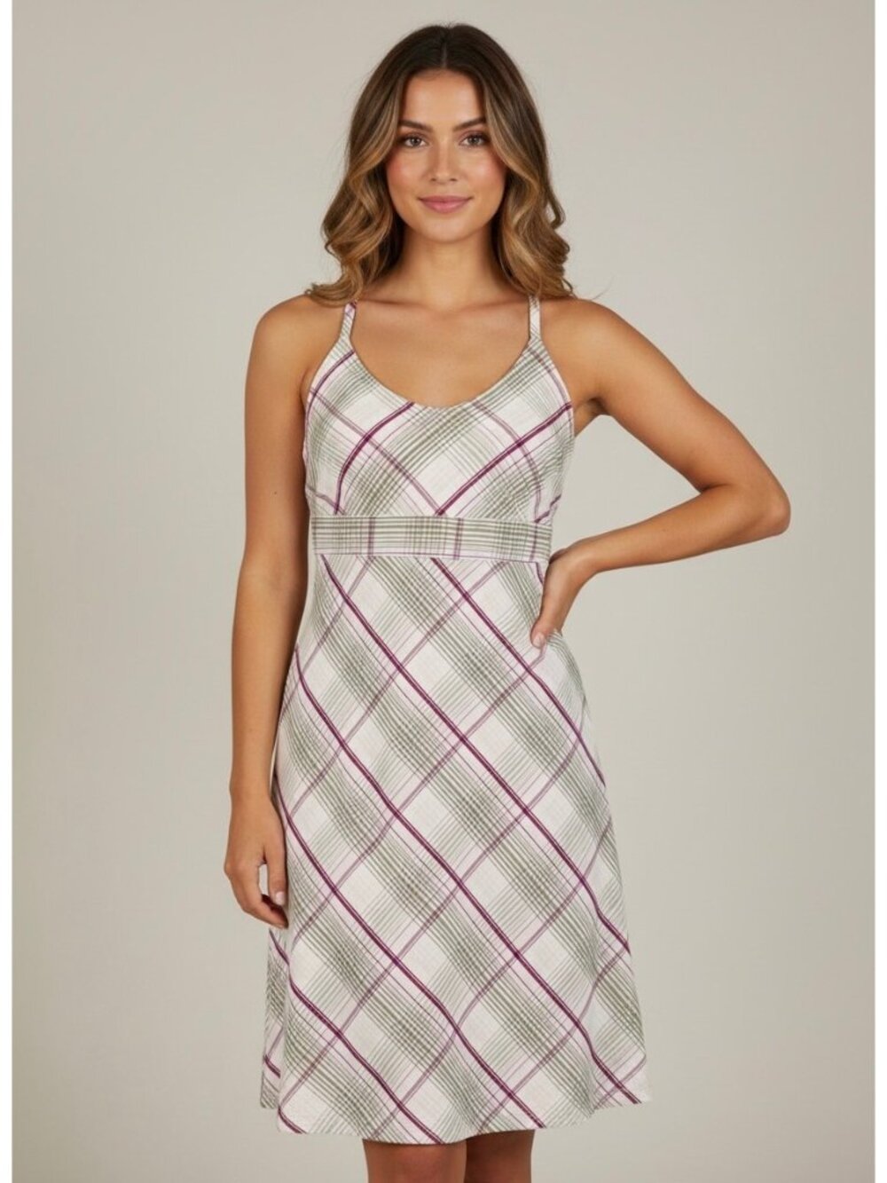 VTG H&M Plaid Crisscross Strap Empire Waist Dress| Y2K Soft Academia Cottagecore